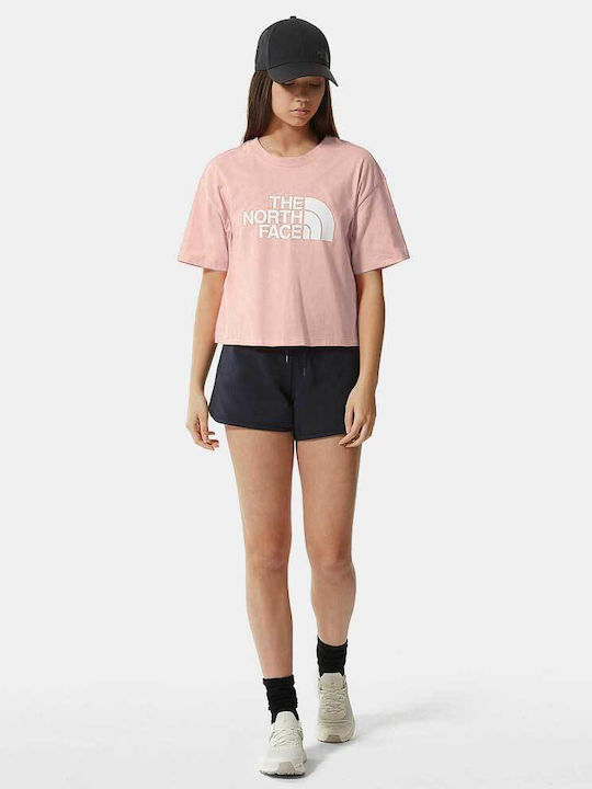 Damen Sport Crop Top Kurzarm Rosa