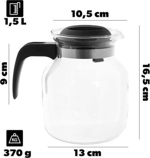 Kadax Glas-Teekanne Schwarz 1500ml