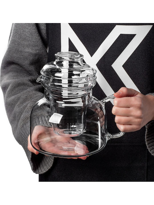 Kadax Ceainic cu Filtru din Sticlă Transparentă 1500ml