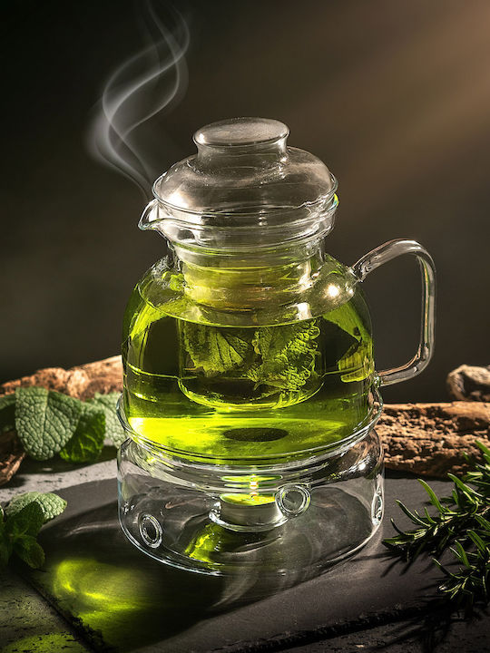 Kadax Ceainic cu Filtru din Sticlă Transparentă 1500ml