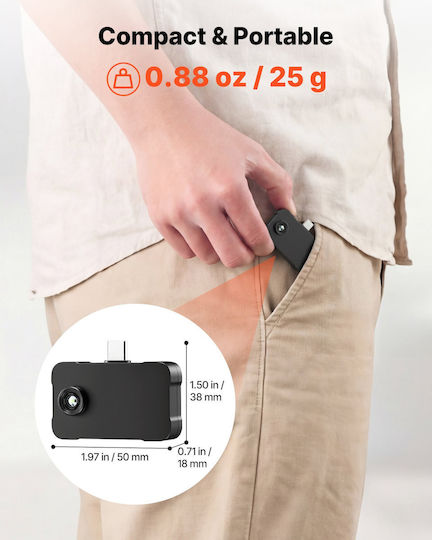 Vevor KDSRCXY256197A8E3001V9 Θερμοκάμερα με Οθόνη 1.5" για Θερμοκρασίες από 20°C έως 550°C για Κινητό Android, iOS