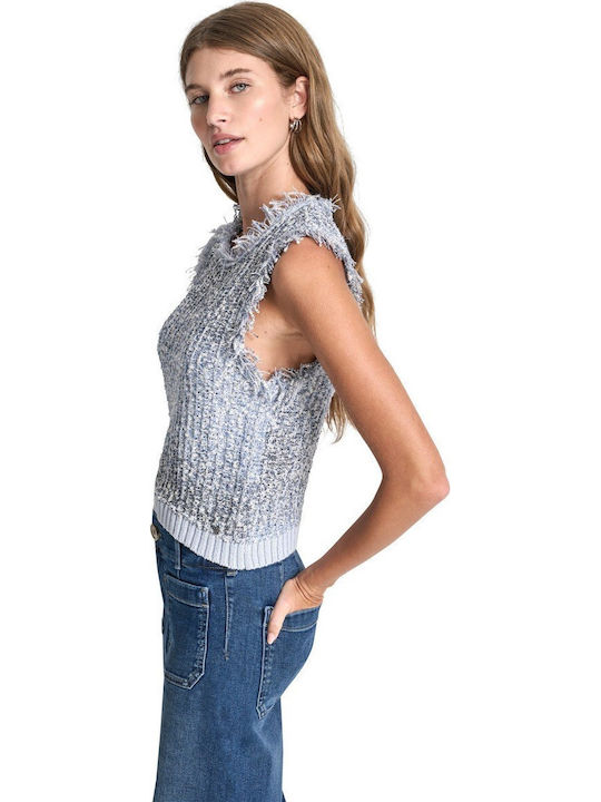 Winter Women's Cotton Sleeveless Tunic Light Blue