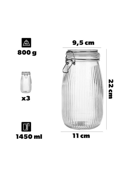 Kadax Glasbehälterdeckel 1450 Ml 3 Stück