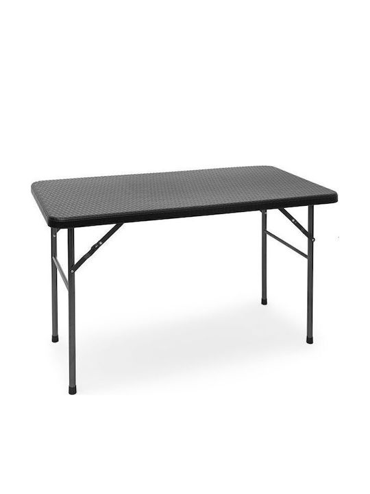Plastic Masa pentru spații exterioare Pliabil cu schelet metalic Negru 121.5x61.5x74buc