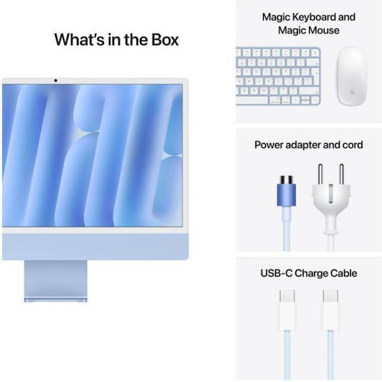 Apple IMac 24" 2024 (M4 8-Core 16GB 256GB SSD GPU cu 8 nuclee macOS) Albastru