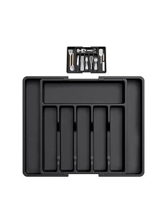 Opening Plastic Drawer Cutlery Tray 33x38x5cm Black