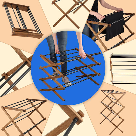 Kadax Folding Floor Wooden Clothes Drying Rack