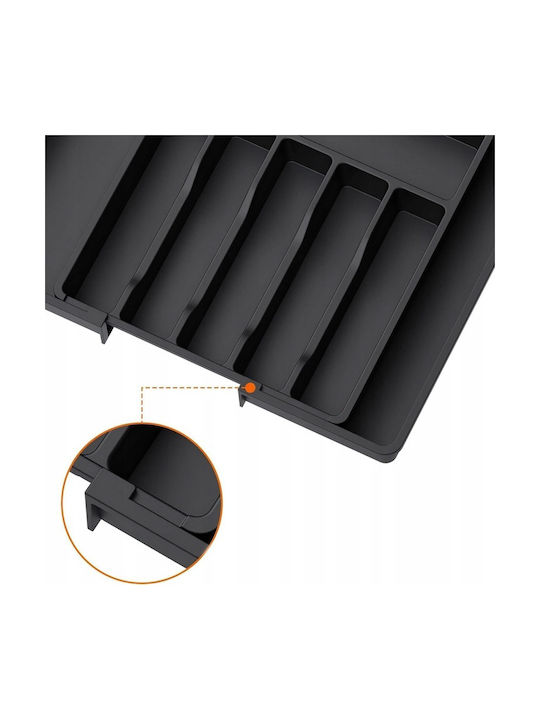 Opening Plastic Drawer Cutlery Tray 33x38x5cm Black
