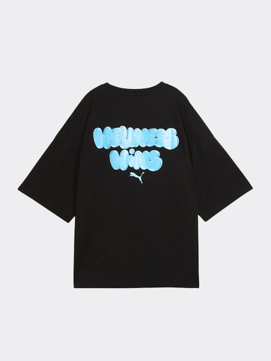 Graphic Damen Oversized T-Shirt Black