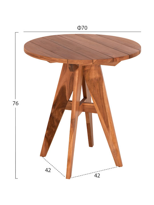 Wooden Masa pentru spații exterioare mici Leo Natural 70x70x75buc