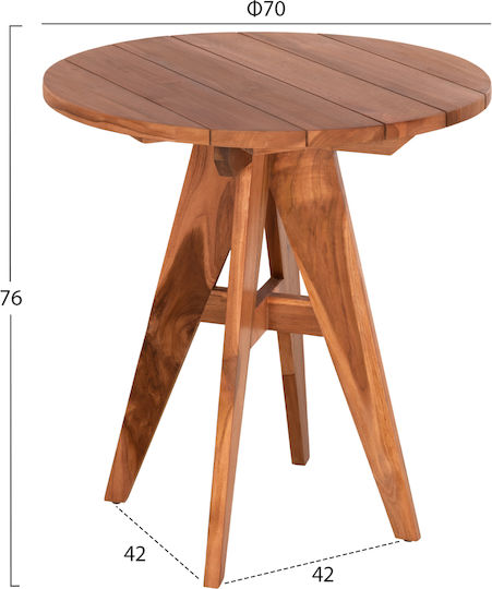 Wooden Masa pentru spații exterioare mici Leo Natural 70x70x75buc