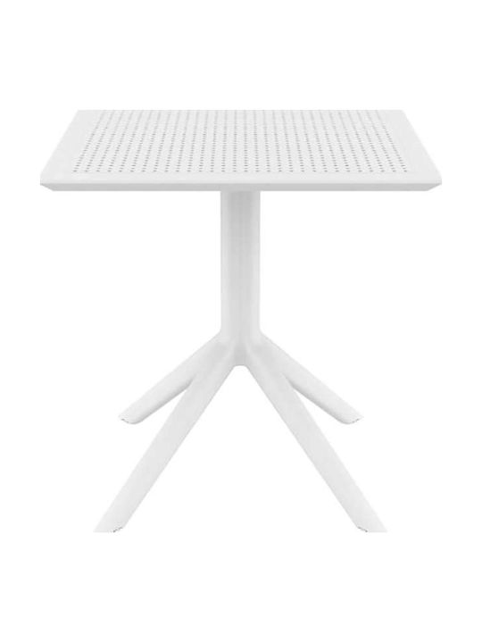Sky Outdoor Dinner Free Standing Polypropylene Table White 70x70x74cm