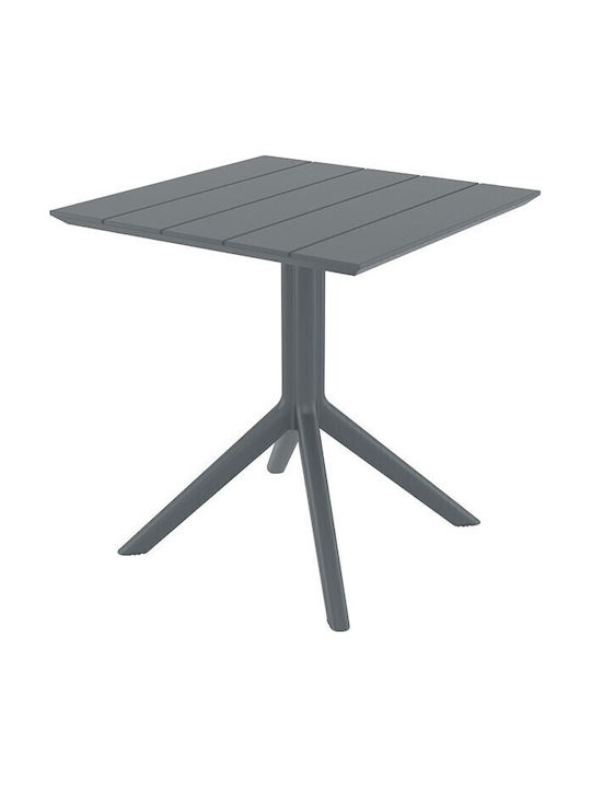 Paris Outdoor Dinner Free Standing Polypropylene Table Dark Grey 70x70x74cm