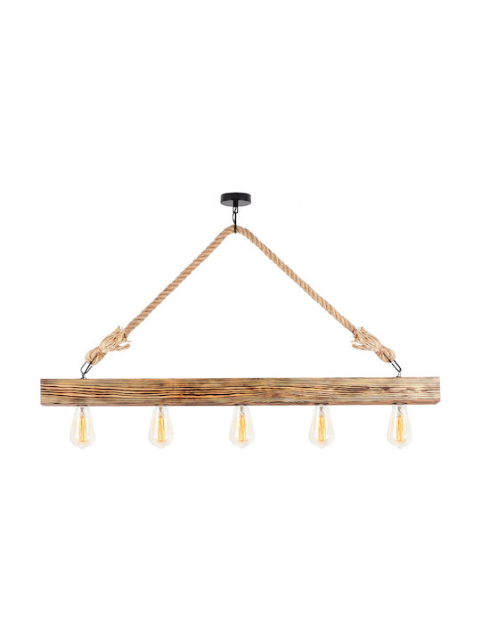 HomeMarkt Pendant Light Brown with Rope for 5 Bulbs E27 100x7x53cm