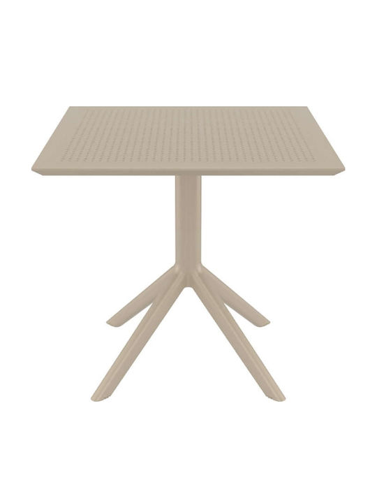 Sky Outdoor Dinner Free Standing Polypropylene Table Taupe 80x80x74cm