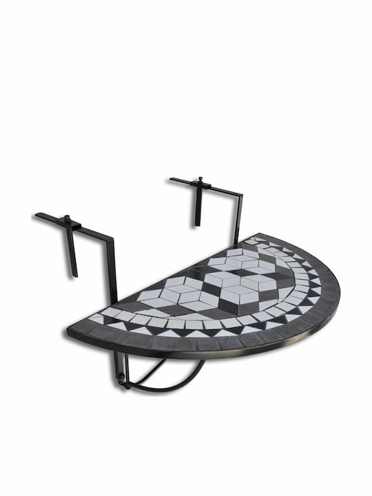 with Ceramic Surface and Metal Frame Black 76x56x64cm