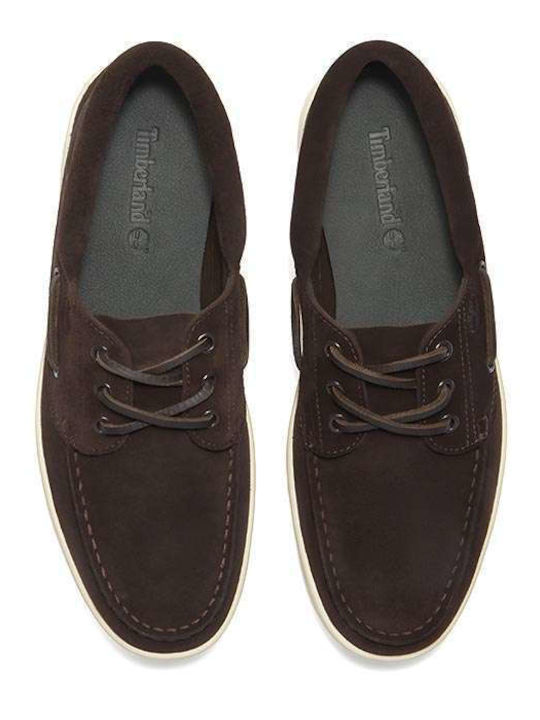 Leather Men's Boat Shoes in Brown Colour