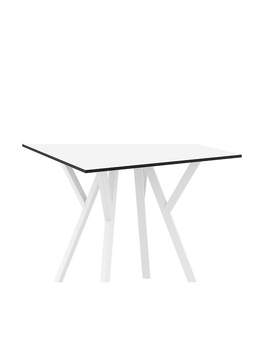 Max Outdoor Dinner Free Standing Polypropylene Table White 70x70x74cm