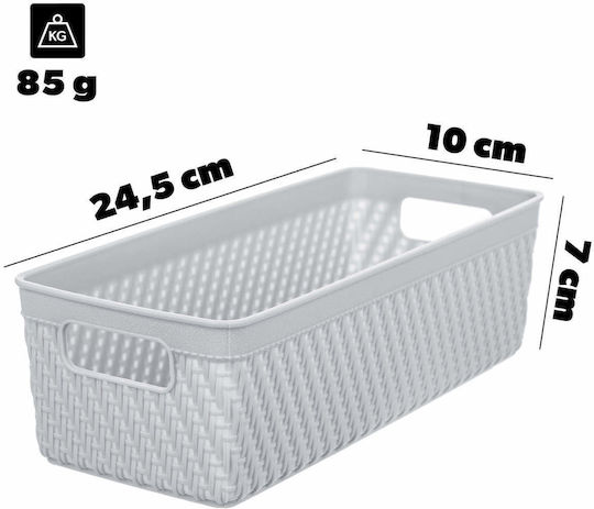 Kadax Plastic White Storage Basket 10x24.5cm Kadax Plastic White Storage Basket 10x24.5cm