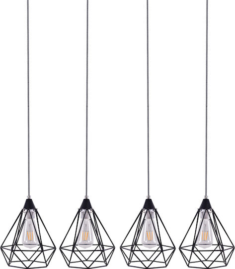 Home Lighting Mila Adjustable Ceiling Light Black Rail for 4 E27 Bulbs 85x17x150cm