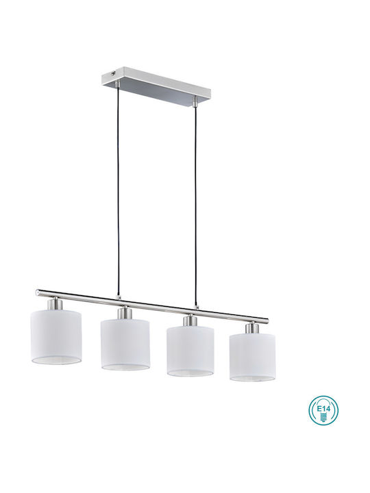 Trio Lighting Tommy Κρεμαστό Φωτιστικό Λευκό Ράγα για 4 Λαμπτήρες E14 75εκ.