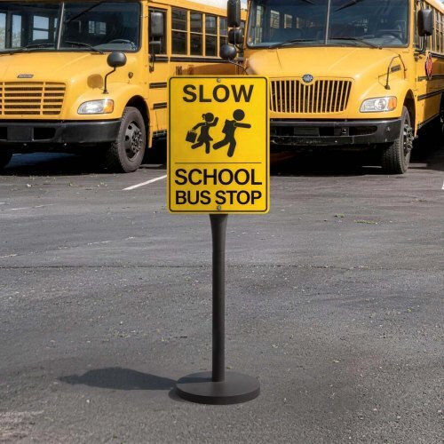 Vevor Portable Sign Post 2-pack 1230 Mm Tall Metal Sign Stands Heavy Duty Cast Iron Base Multi-hole Design Easy Installation Wind-resistant Indoor Outdoor Parking Warning Notice