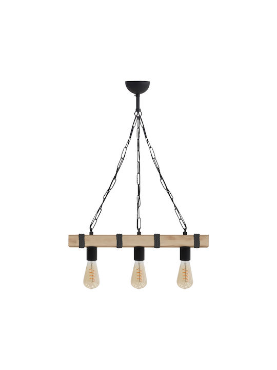 Megapap Vero Pendant Ceiling Light Black with Rope for E27 Socket 50x8x65cm