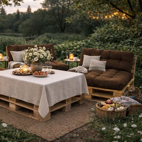 Pucioasa Sofa-Kissen Palette Mit Rückenlehne Braun 2 Stück
