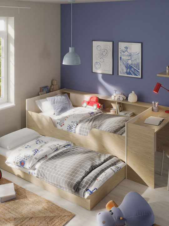 Kids Bed Semi Double with Storage Space and Desk Gray for Mattress 200x90cm