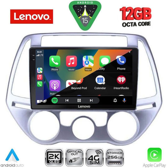 Lenovo Ηχοσύστημα Αυτοκινήτου για BMW X1 / X3 / X4 Hyundai i20 2008-2012 με A/C (Bluetooth/USB/WiFi/GPS/Apple-Carplay/Android-Auto) με Οθόνη Αφής 9"
