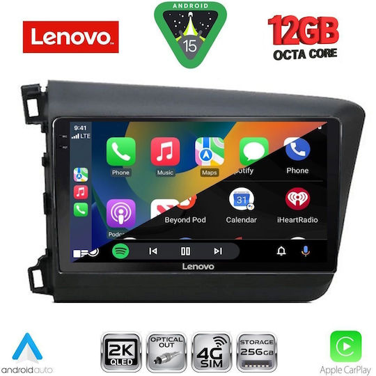 Lenovo Ηχοσύστημα Αυτοκινήτου για BMW X1 / X3 / X4 Honda Civic 2012-2016 (Bluetooth/USB/WiFi/GPS/Apple-Carplay/Android-Auto) με Οθόνη Αφής 9"