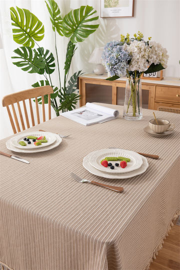 FRIPIA Baumwoll-Tischtuch Beige 140x200cm
