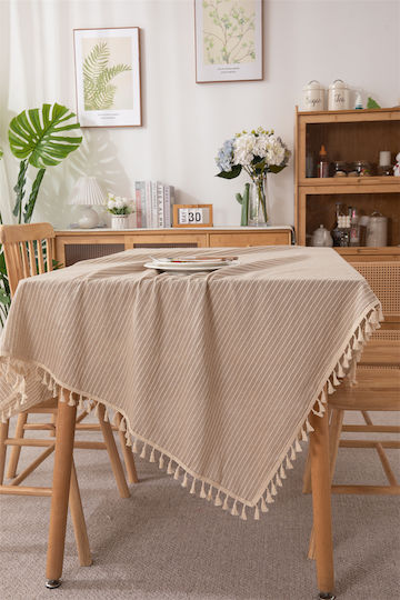 FRIPIA Baumwoll-Tischtuch Beige 140x200cm