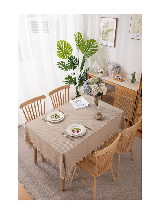 FRIPIA Cotton Beige Tablecloth 140x260cm