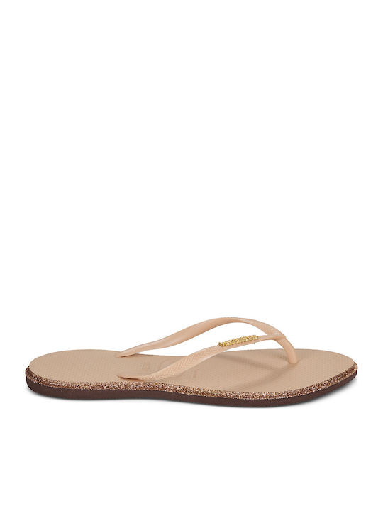 Havaianas Slim Point Glitter Flip Flops Μπεζ