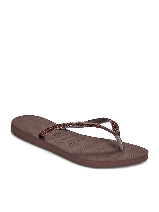 Slim Glitter II Σαγιονάρες σε Καφέ Χρώμα