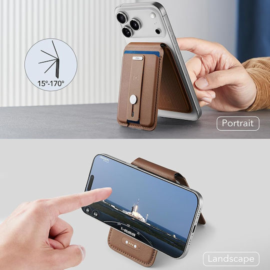 ESR MagSafe Kartenhülle Geo Halolock Wallet Stand in Braun Farbe