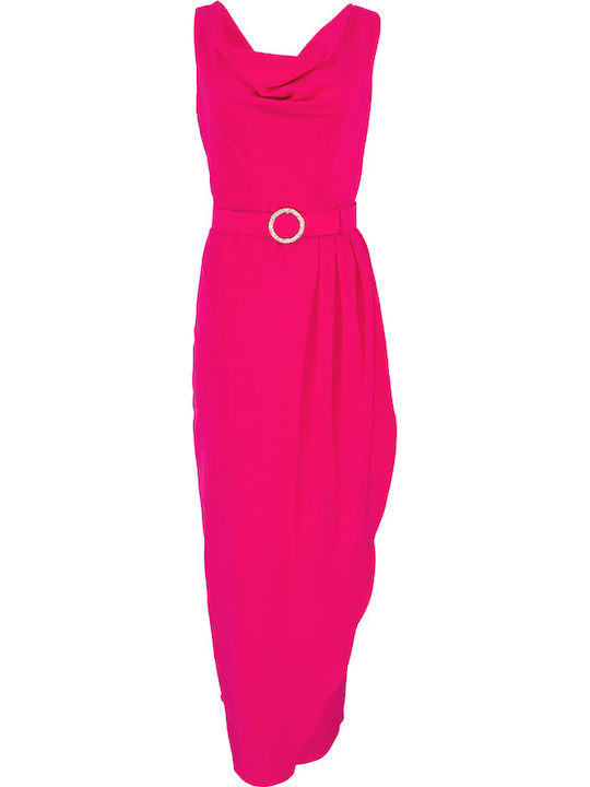 Sommer Maxi Damenkleid für Hochzeit - Taufe Drapierung Satin Karpuzi