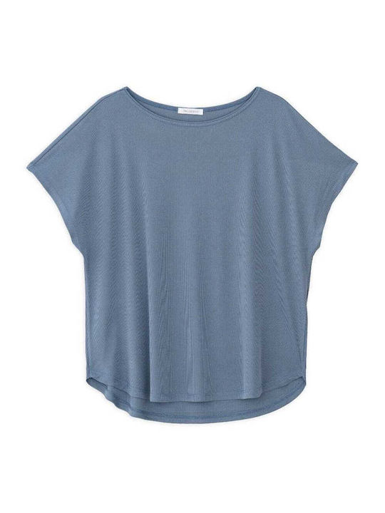Women's Short Sleeve Blue Blouse