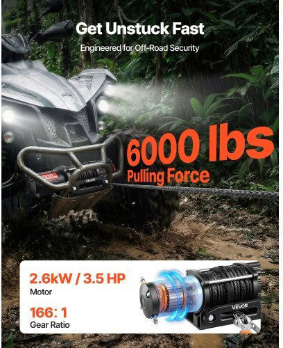 Vevor Ηλεκτρικός Εργάτης Αυτοκινήτου 4x4 12V με Δυνατότητα Έλξης 2721kg