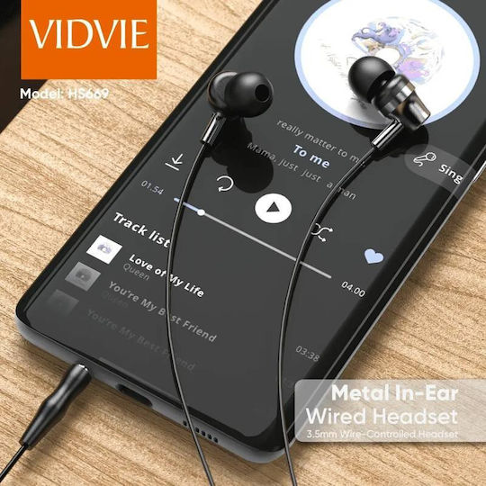 Vidvie Hs669 In-ear Handsfree Earphones with 3.5mm Jack Black