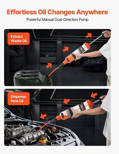 Vevor 1.5 L Fluid Extractor Manual Automotive Fluid Pump Extractor Oil Syringe Long Hose Extension Tubes Easy Oil Change Suction Pump Lawn Mowers Cars Ships Golf Carts Motorcycles