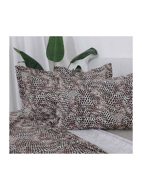 Beauty Home 12688 Set Of Double Bed Sheets With Rubber Hugger 165x200+30cm Beige 4 Pieces