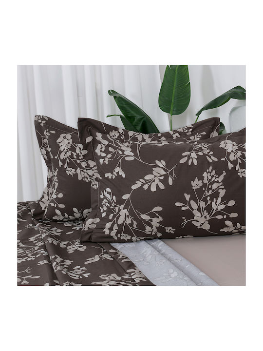Beauty Home 12693 Super-Double Bed Sheets Set With Rubber Hugger 165x200+30cm Brown 4 Pieces 12693SEYDL