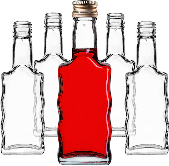 Glass Liqueur Bottle 200ml Golden Cap 10 Pcs
