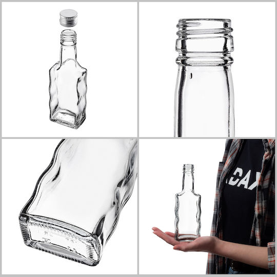 Glass Bottle Liqueur 200ml Silver Cap 5 Pcs