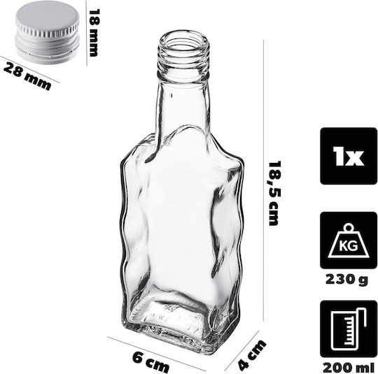 Sticlă Lichior din Sticlă 200ml Capac Alb 1 Bucată
