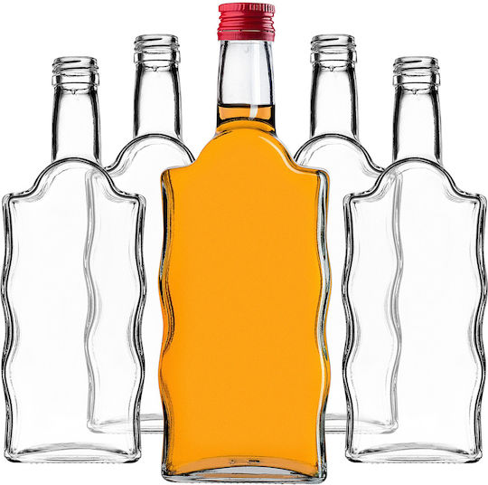 Glass Bottle Liqueur 500ml Red Cap 5 Pcs