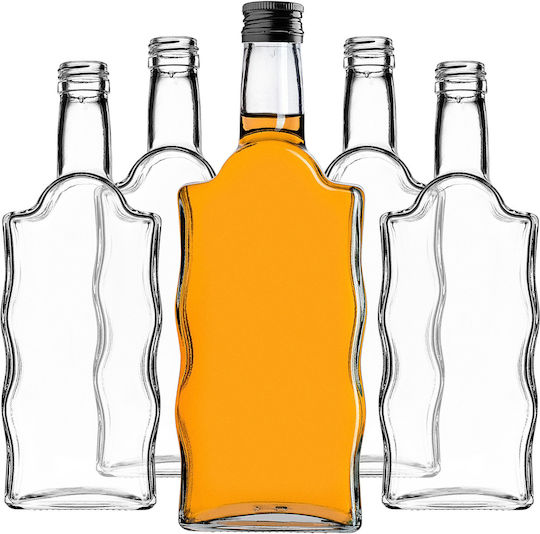 Glass Bottle Liqueur 500ml Black Cap 5 Pcs