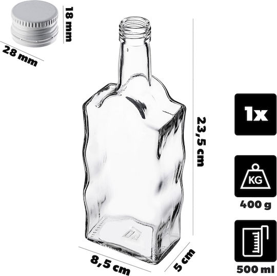Glass Bottle Liqueur 500ml White Cap 1 Pc
